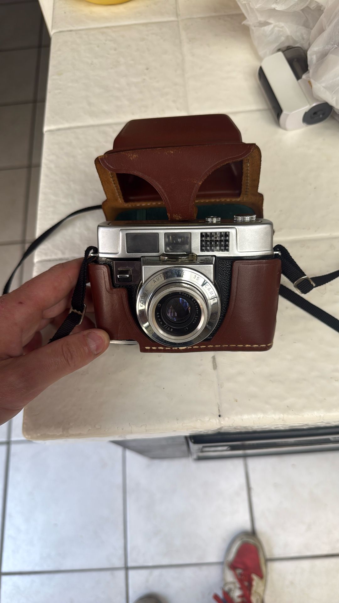 Kodak Automatic 35F Camera with Strap And Leather Case