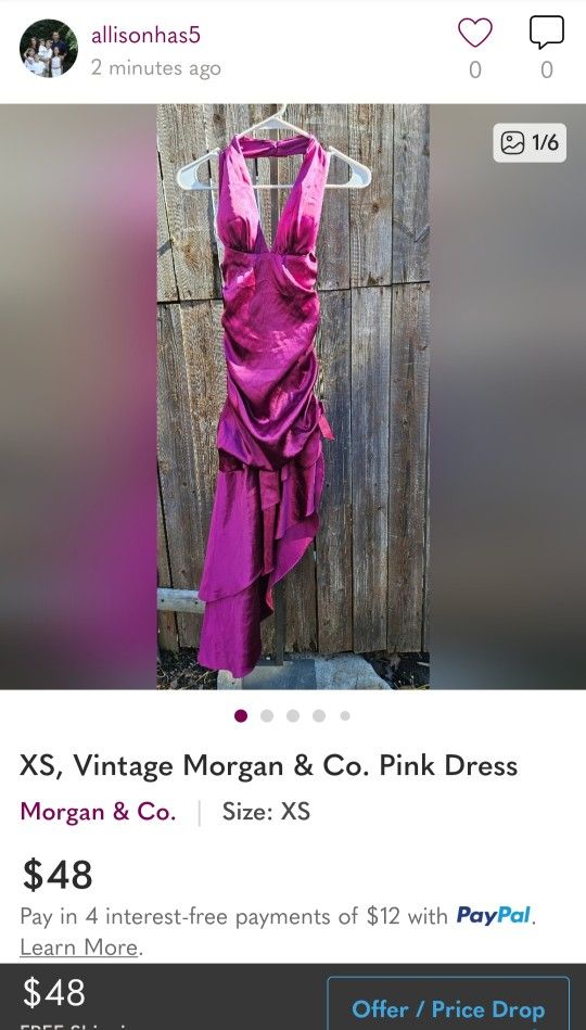 XS, Vintage Morgan & Co. Pink Dress 1990's
