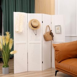NEW - White Pegboard display room divider