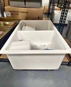 New 33x19x9 Double Bowl Undermount Kitchen Sink 50/50 Split Granite Composite