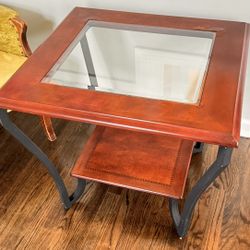 Ashley Wood Metal Glass Top Coffee Table.