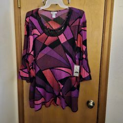 CATHERINE'S  Beautiful festive top. size 3X brand new with tags