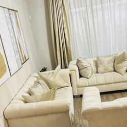 2 Sets And 1 Detached Piece Of Nice Sofas with With Matching Throw Pillows
