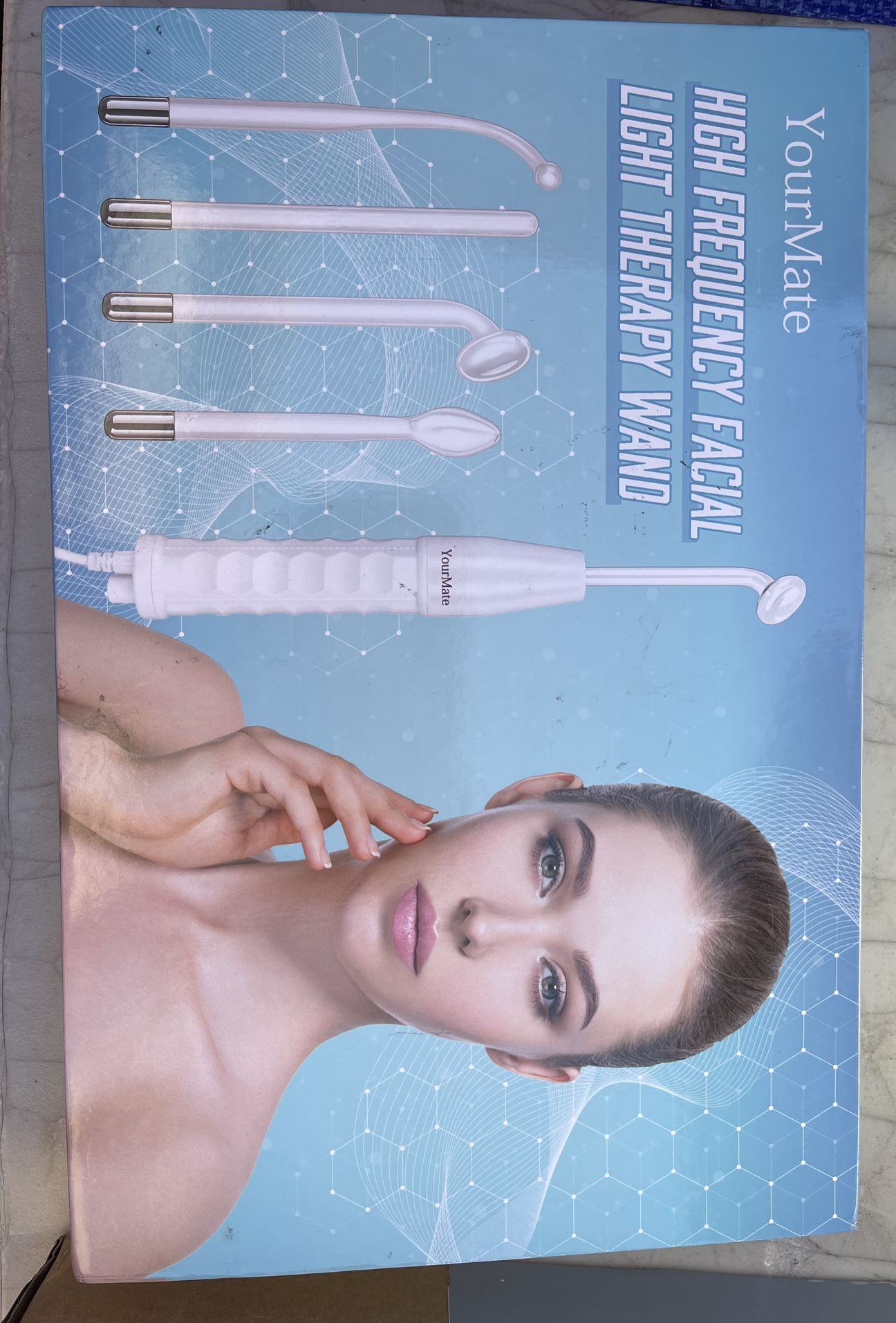 YourMate PhotoTherapy Device High Frequency Facial Wand Machine with Argon Tubes for Face Chin Neck