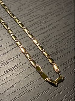 Gold Laminated Bar Link Chain Necklace