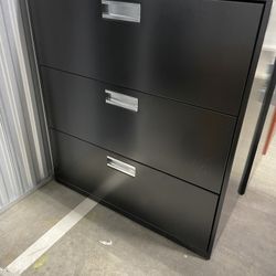 HON Black 3 Drawer Filing Cabinets For Sale