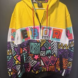 VTG Style Switch Remarkable REBORN Colorblock Hoodie - 90s Retro Abstract XL