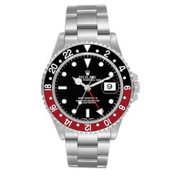 Men's Rolex 40mm GMT Master II Stainless Steel Watch with Black Dial and Coke Bezel. (Pre-Owned 16710)