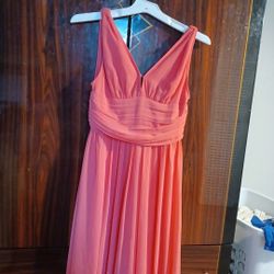 Double V-Neck Bridesmaid Dresses for Juniors Wedding Guest Pleated Chiffon Prom Evening Gown Long
