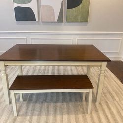 Dining table and bench