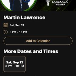 Martin Lawrence  Saturday Sept.13th 