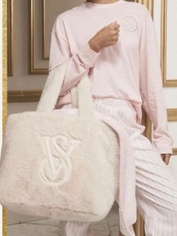 Victoria's Secret Faux-Fur Tote Bag cream
