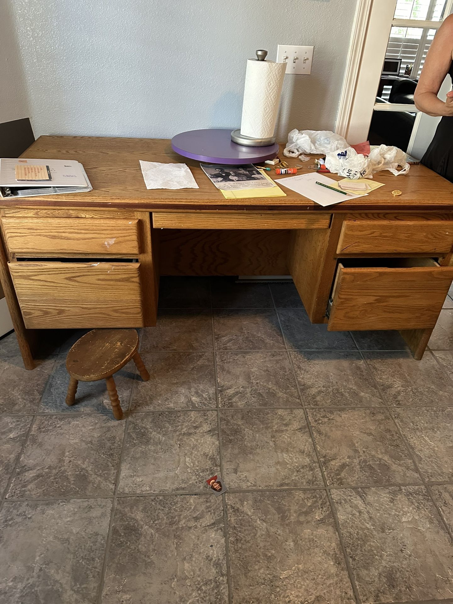 Wood 5 Drawer Desk- Summerlin