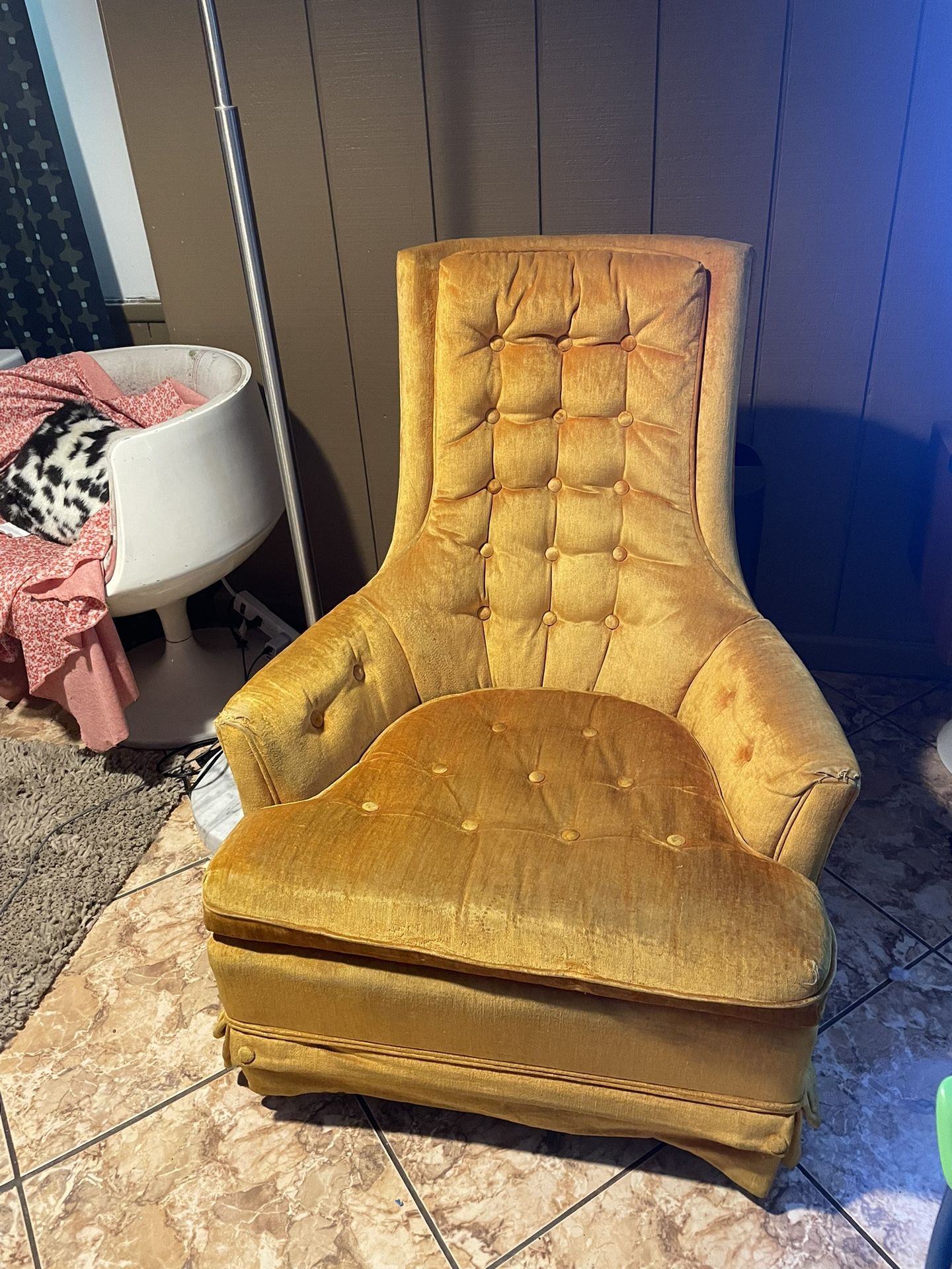 Vintage Orange Velvet Chair