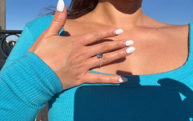 Swiss blue topaz diamond ring