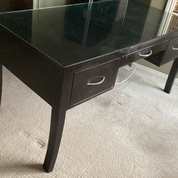 Dark Wood Desk With Glass Top