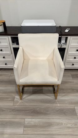 White velvet living room chair