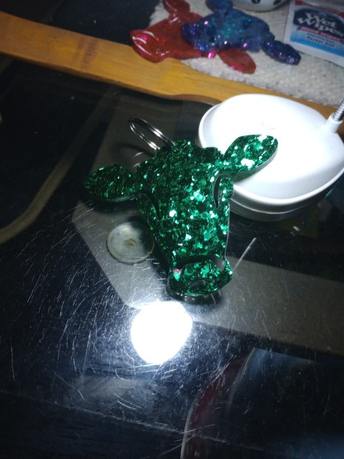 Hand Crafted Resin Cow Key Chain