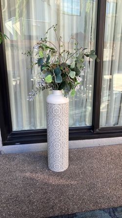 Large 42" Floor Vase & Artificial Greenery Decor Arrangement