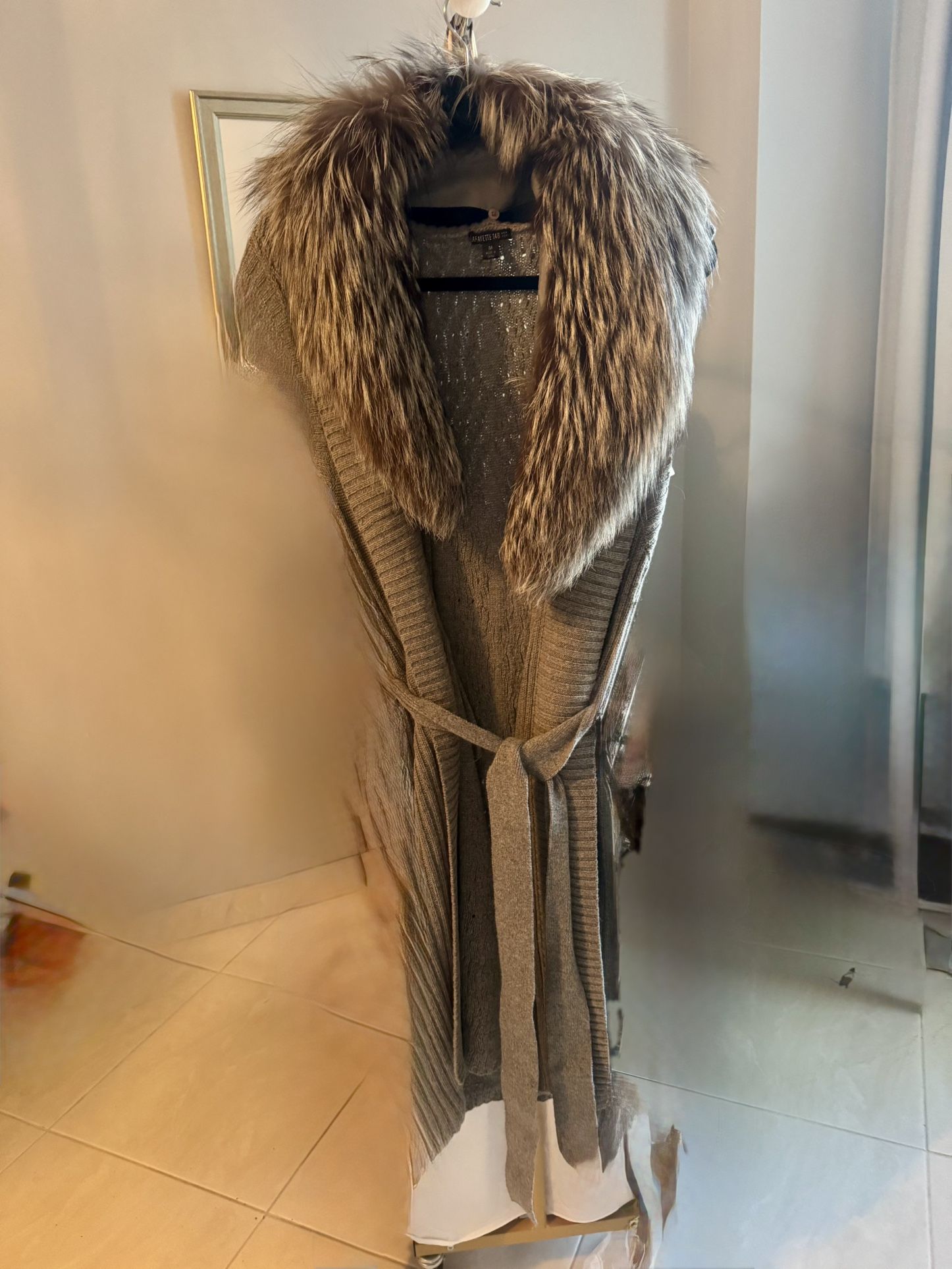 Cardigan With Natural Fur Removable