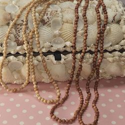 #1603, NATURAL STONES NECKLACES (FOSSIL JASPER, PEACH MOONSTONE)
