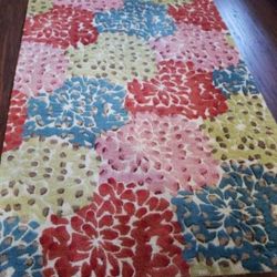 Trans-Ocean Mum Colorful Floral 5-Foot x 8-Foot Indoor/Outdoor Rug $200