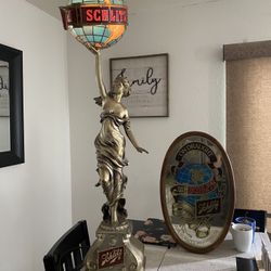 Schlitz Lamp Light Antique Statue Beer Mirror 