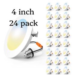 FREELICHT 24 Pack 4 Inch Retrofit LED Recessed Lighting, 