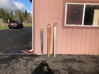 Hand bucking cross cut antique saws 42”48”50” 80.00 apiece