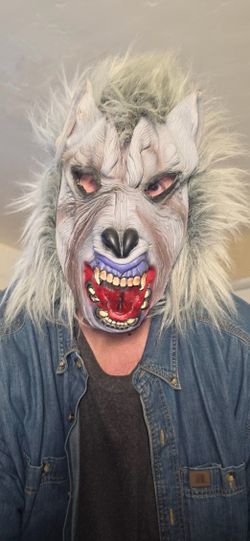 Scary Gray Werewolf Full Head Mask – Halloween Horror Costume