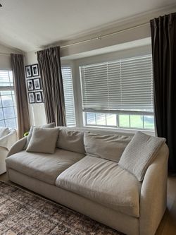 Bernhardt Terra 2-Seater Boucle Fabric Sofa with Slope Arms in Beige