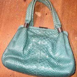 Vintage Brioni Turquoise Snake Print Shoulder Bag