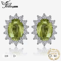 925 Sterling Silver Peridot, Stud Earrings[EAR79]