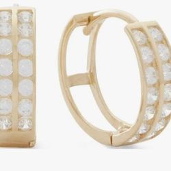 14k Diamond Huggie Earings 