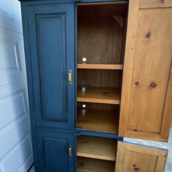 One Of A Kind Blue Armoire / Coffee Bar / Pantry