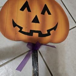 Halloween Decoration Pumpskin Face - Wooden - Can Hang on Wall or Door Knob