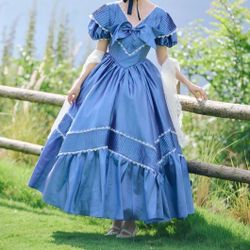 Melanie Inspired Dress Gone With The Wind Style Blue Gown