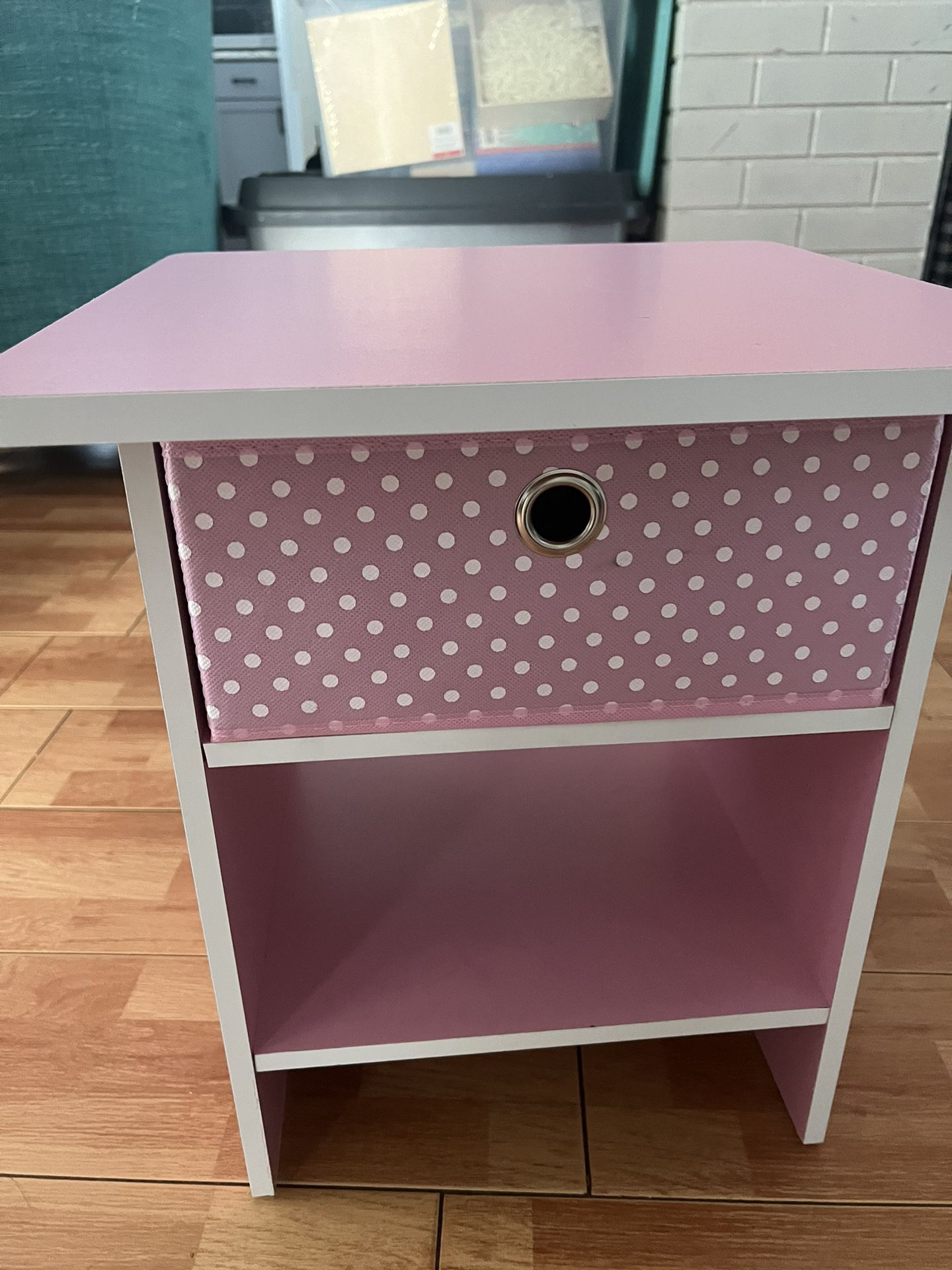 Kids Pink Nightstand With Drawer