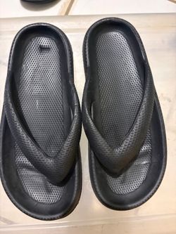 Black Textured Slide Sandals