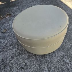 Round Leather Ottoman On Wheels 