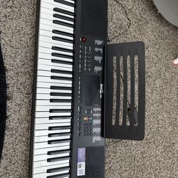 RockJam Compact 61 Key Keyboard with Sheet Music Stand, Power Supply