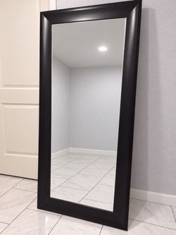 Classic Oversized Black Rectangular Wood Frame Bathroom Vanity Wall Mirror / Full Body Mirror