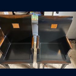 DISTRESSED BLACK ELMWOOD ZHOU YI ASIAN ARM CHAIRS 