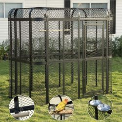 77" Large Walk-in Iron Flight Bird Cage Aviary Parrot Macaw Finch Metal Aviary