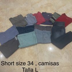 Usado Short Talla 34 Y Busos ,camisas Talla L … ( used in good condition shorts size 34 and sweatshirts and shirts size L  ) 