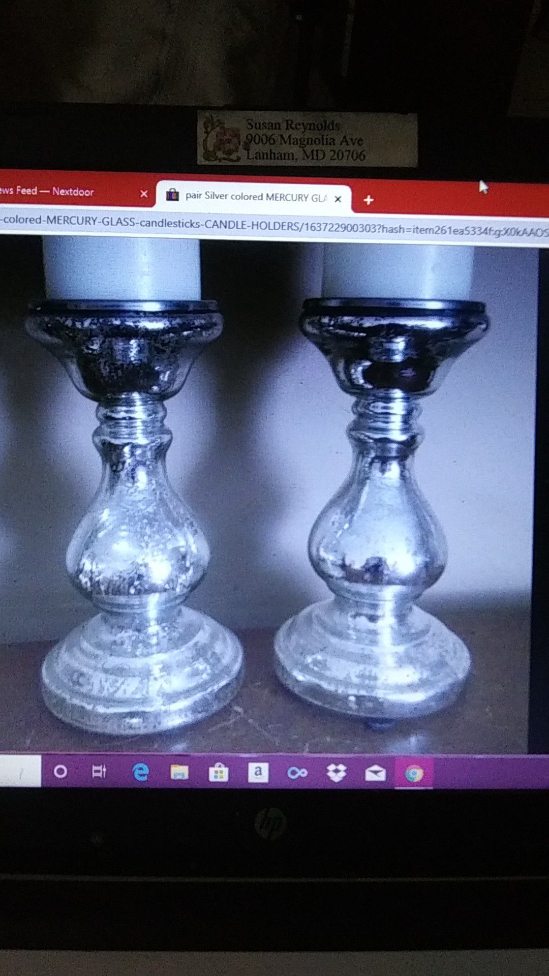 Easter Pair mercury glass Candle Holders