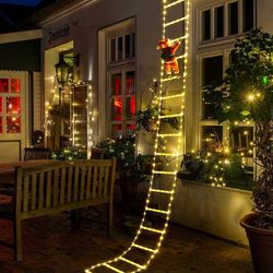 LED Christmas Lights - 10ft Christmas Decorative Ladder Lights with Santa Claus, Xmas Decorations Light for Indoor Outdoor, Window, Garden, Home, Wall