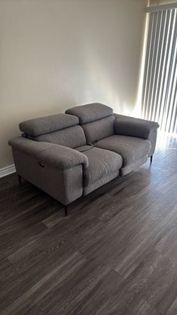 Gray Fabric Power Recliner Loveseat