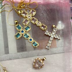 Gold plated necklace and two pendants 