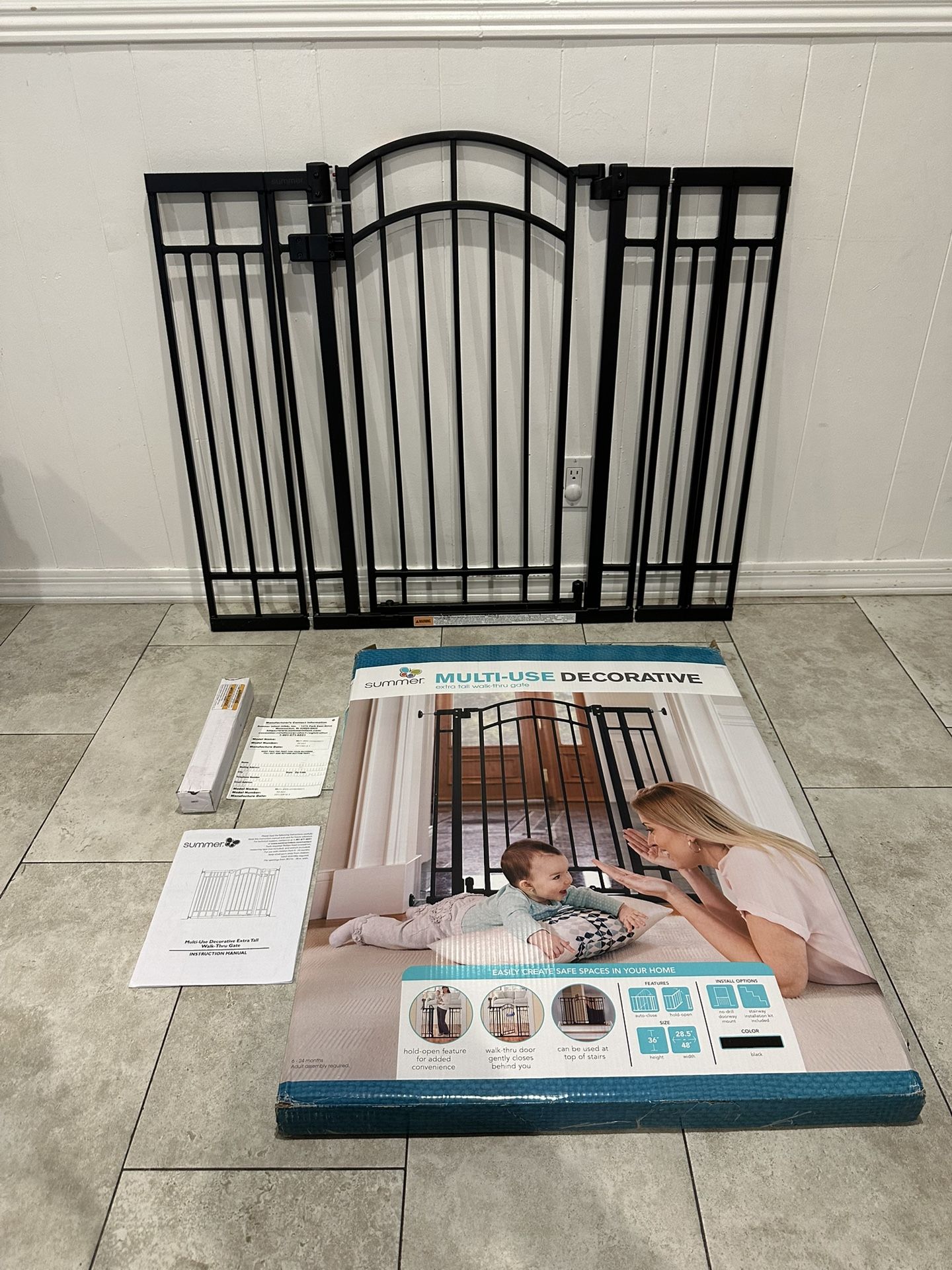 Extra Tall & Wide Pet Gate / Baby Gate - Fits Openings 28.5” - 48”